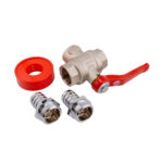 Dreiwege-Kugelhahn G 3/4 mit 2 Schlauchtüllen und PTFE-Band Bild